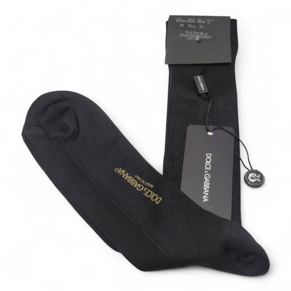 Dolce & Gabbana Men’s Silk Socks Black XL Made in Italy NWT Luxury Designer 0004 - Picture 8 of 11